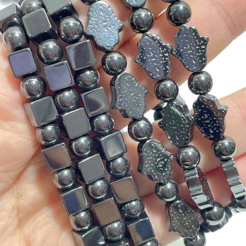 7 Styles Hematite Bracelets Star/Moon/Heart/Hamsa Hand Wholesale - Wholesale Crystals