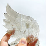 3 Pairs Angel Wing Carving With Stand Clear Quartz Smoky Quartz