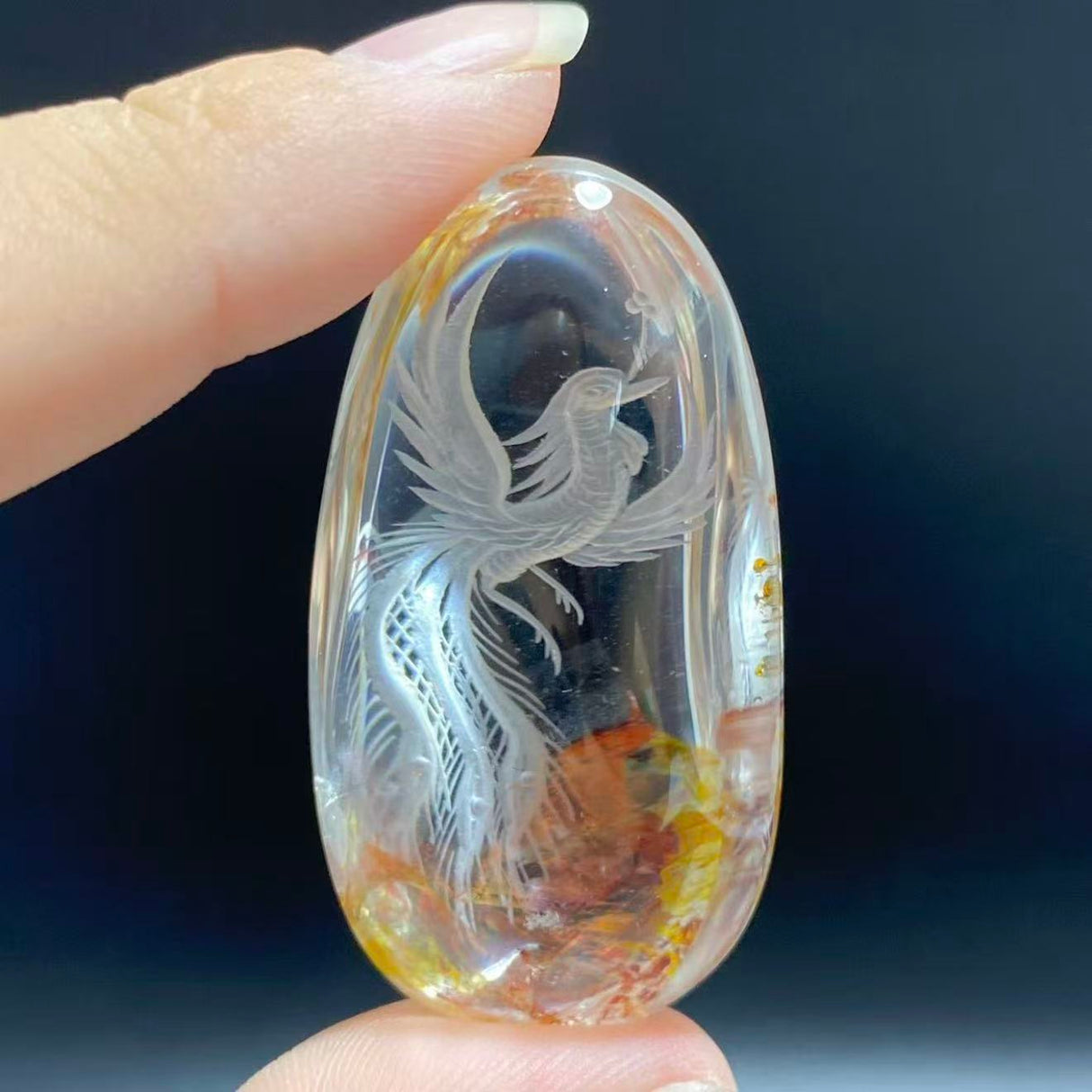 3 Pieces Beautiful Phoenix Garden Quartz Inner Scene Carving