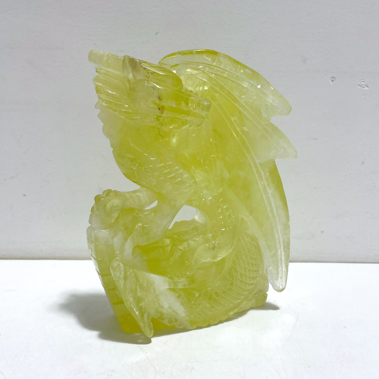 Unique Citrine Flying Dragon Castle Carving
