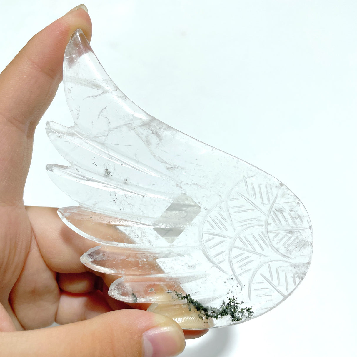 3 Pairs Angel Wing Carving With Stand Clear Quartz Smoky Quartz