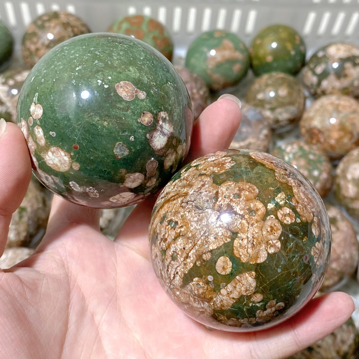 56 Pieces Rainforest Jasper Spheres (Sea Freight Only)