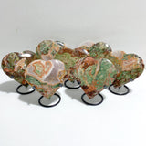 7 Pieces Large Money Agate Heart With Stand