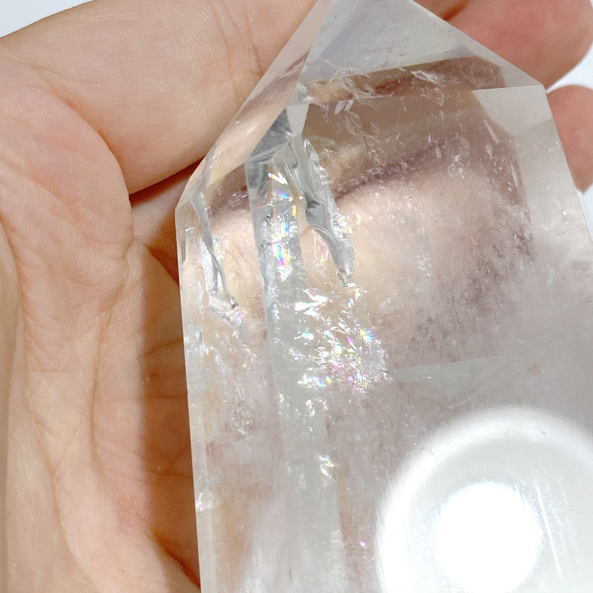 Large Clear Quartz Point Raw Bottom With Stand