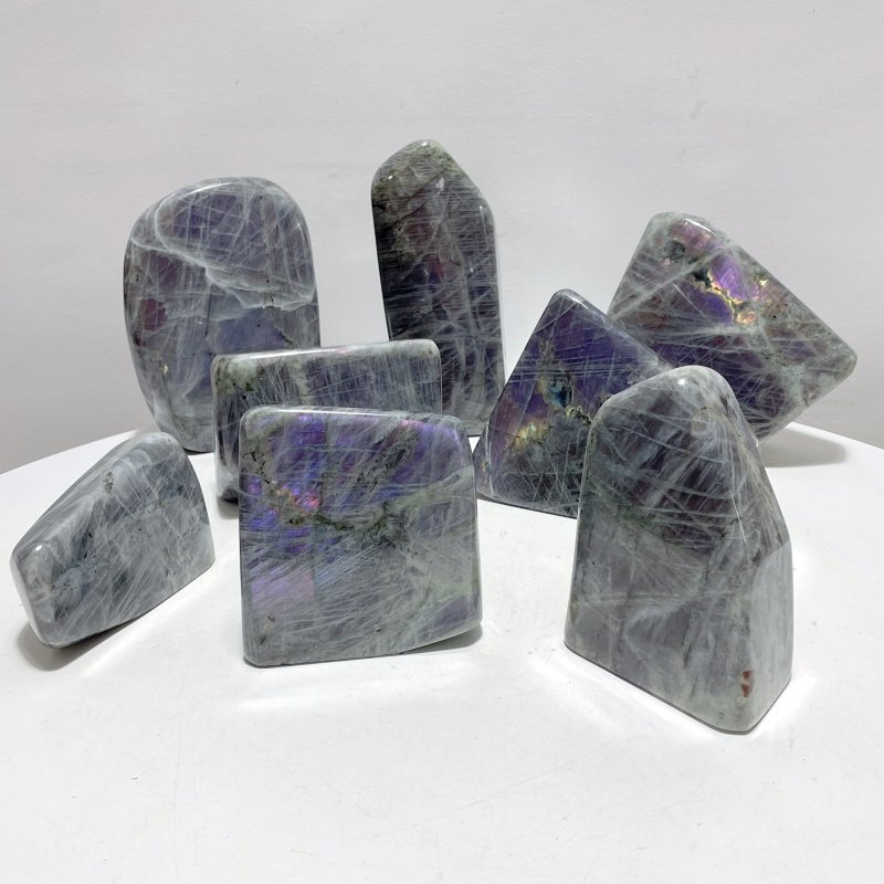 8 Pieces Beautiful Large Purple Labradorite Free Form - Wholesale Crystals