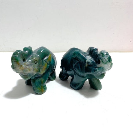 8 Pieces Beautiful Moss Agate Elephant Carving - Wholesale Crystals