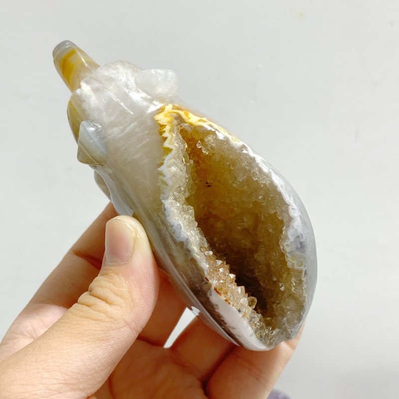 8 Pieces Geode Druzy Agate Bear Carving - Wholesale Crystals