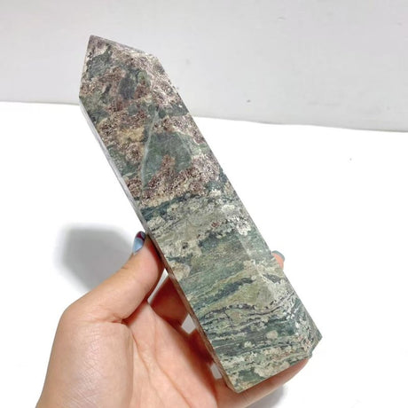 8 Pieces Green Sakura Flower Agate Point - Wholesale Crystals