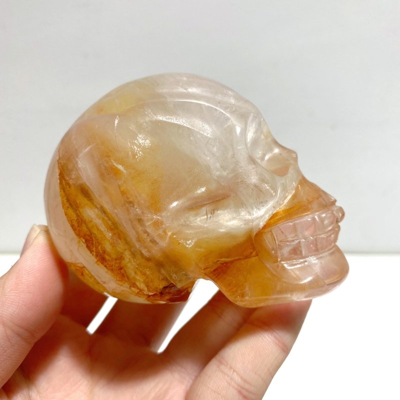 8 Pieces Hematoid Quartz Golden Fire Quartz Skull Carving - Wholesale Crystals