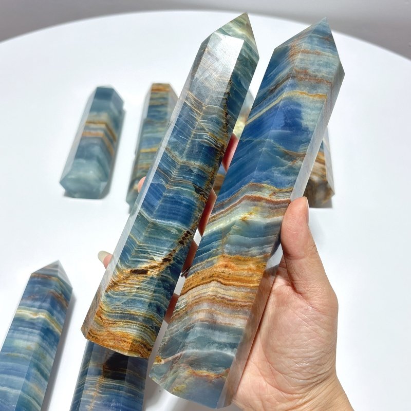 8 Pieces High Quality Blue Onyx Tower 5.3 - 8.6in(13.5 - 22cm) - Wholesale Crystals