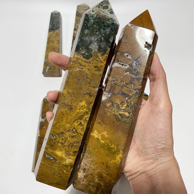 8 Pieces Large Yellow Ocean Jasper Tower -Wholesale Crystals