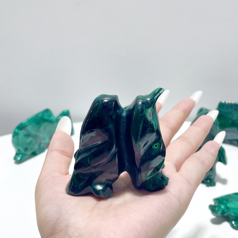 8 Pieces Malachite Sea Animals Carving - Wholesale Crystals