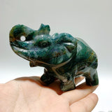 8 Pieces Moss Agate Elephant Carving - Wholesale Crystals