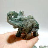 8 Pieces Moss Agate Elephant Carving - Wholesale Crystals