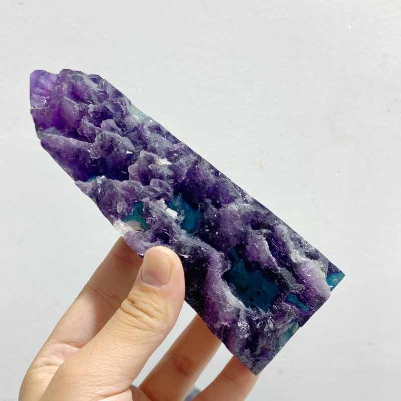 8 Pieces Rainbow Fluorite Raw Side Four-sided Tower -Wholesale Crystals
