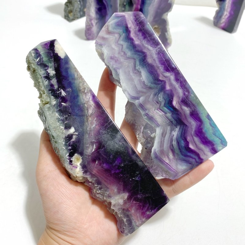 8 Pieces Rainbow Fluorite Raw Side Tower - Wholesale Crystals