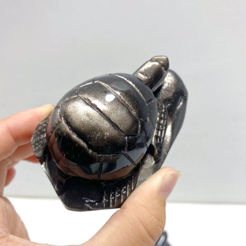 8 Pieces Silver Sheen Obsidian Animals Carving - Wholesale Crystals