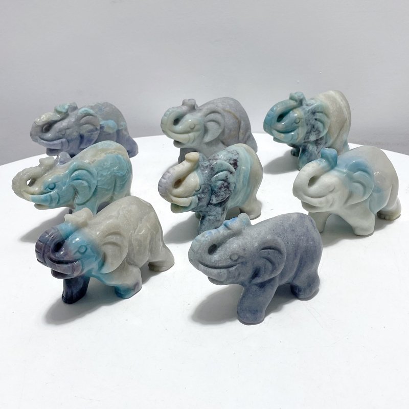 8 Pieces Trolleite Elephant Carving - Wholesale Crystals