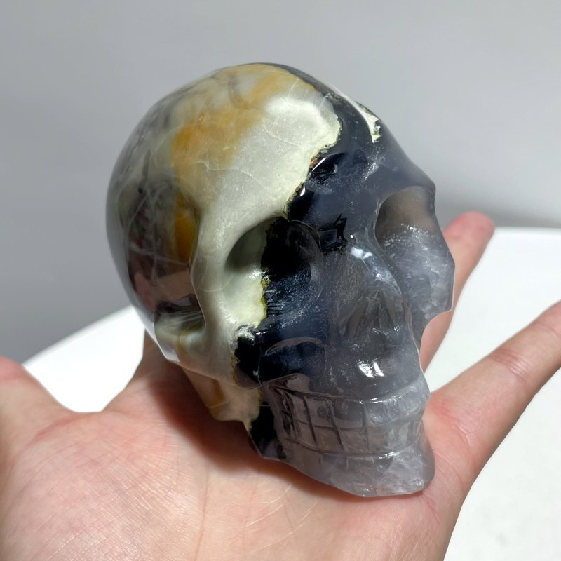 8 Pieces Volcano Agate Skull(UV - Reactive) - Wholesale Crystals