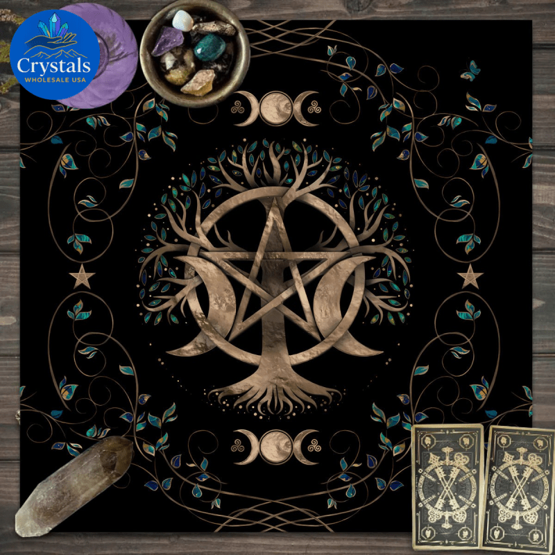 8 Vintage Rune Pentagram Tarot Tablecloth - Wholesale Crystals