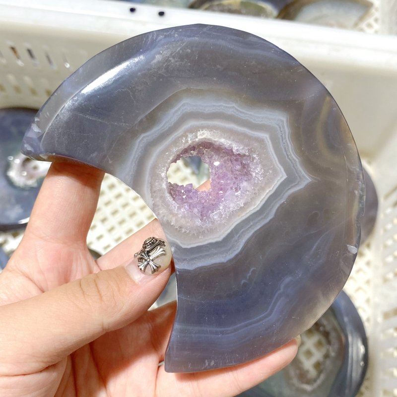 81 Pieces Large Geode Druzy Agate Moon Carving (Sea Freight Only) -Wholesale Crystals