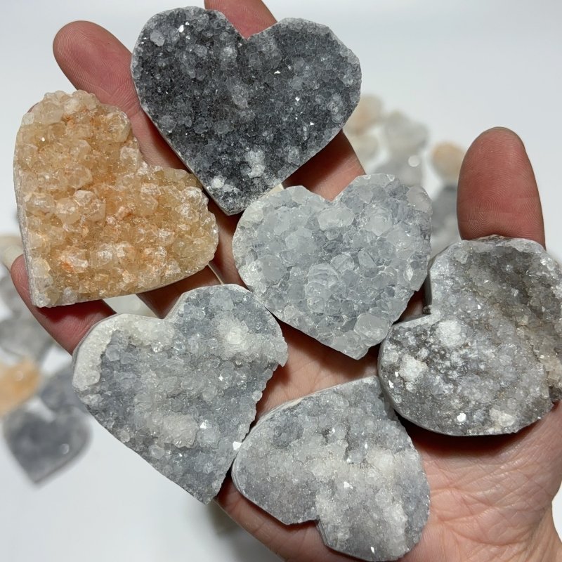 85 Pieces One - sided Quartz Crystal Cluster Heart - Wholesale Crystals