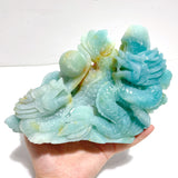 Beautiful Caribbean Calcite Two Dragons Playing with a Pearl Carving