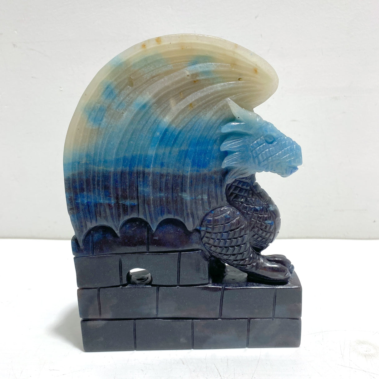 Unique Trolleite Flying Dragon and Castle Carving