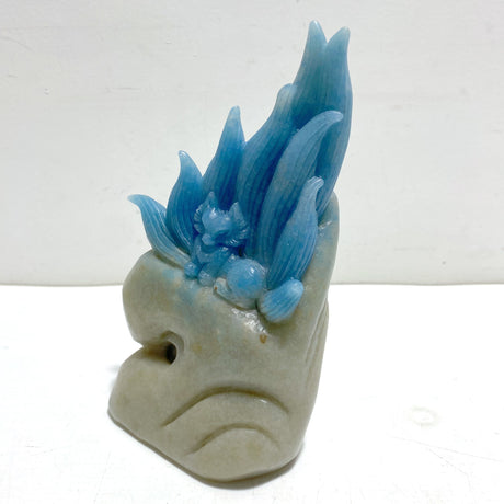 Unique Trolleite Stone Nine-tailed Fox Carving