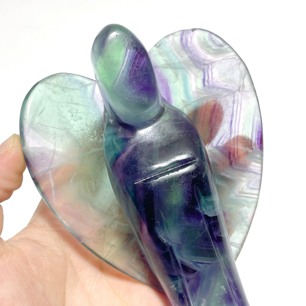 6 Pieces Rainbow Fluorite Angel Carving