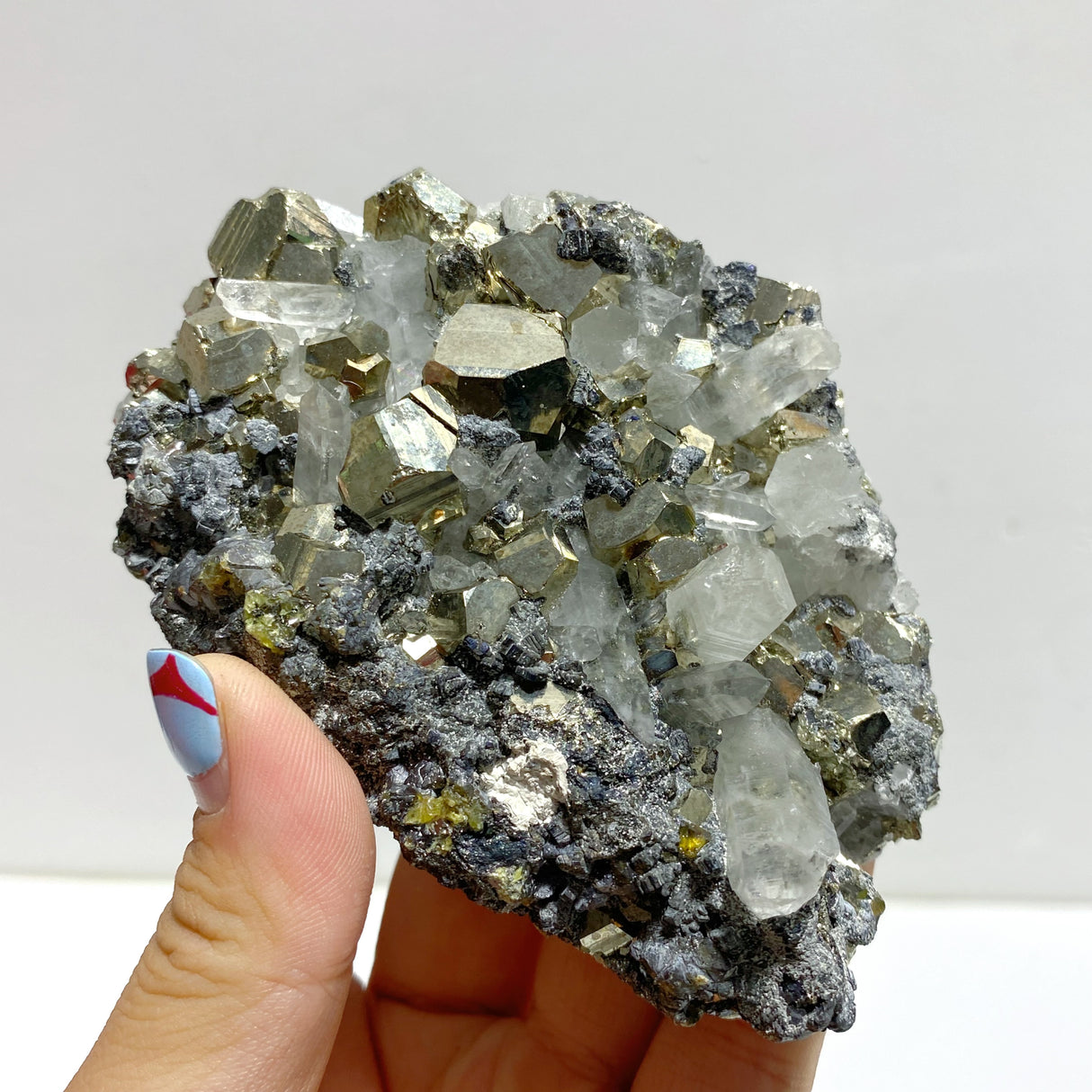 8 Pieces Pyrite Mixed Clear Quartz Cluster Specimen For Collection