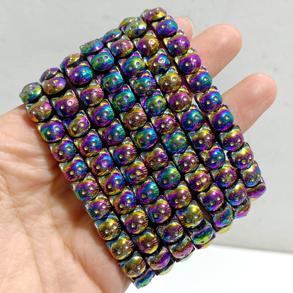Aura Pyrite Cat Head Shape Bracelets Wholesale
