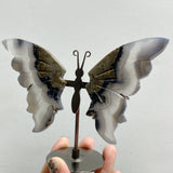 Volcano Agate Butterfly Wing Carving With Stand Wholesale (UV-Reactive)