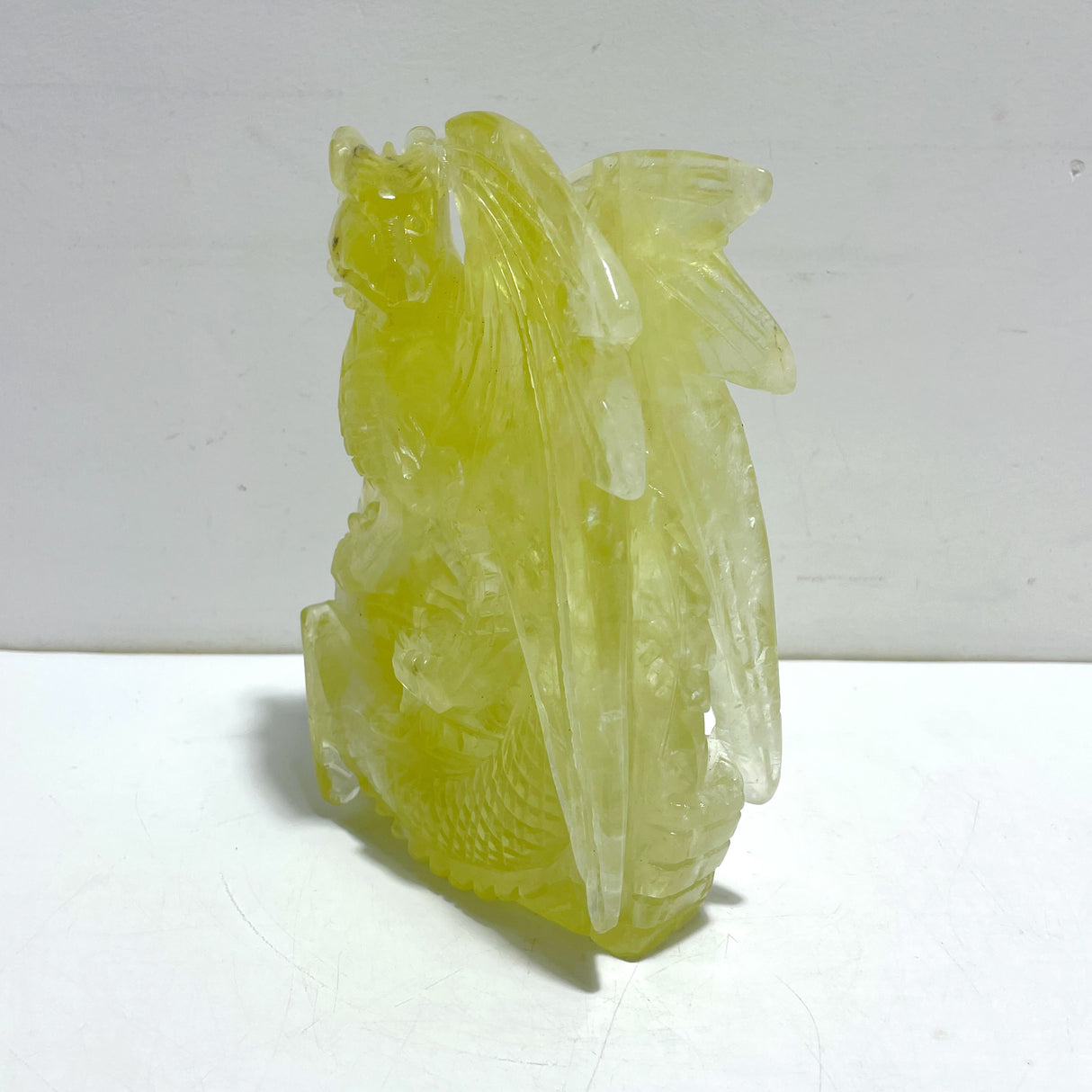 Unique Citrine Flying Dragon Castle Carving