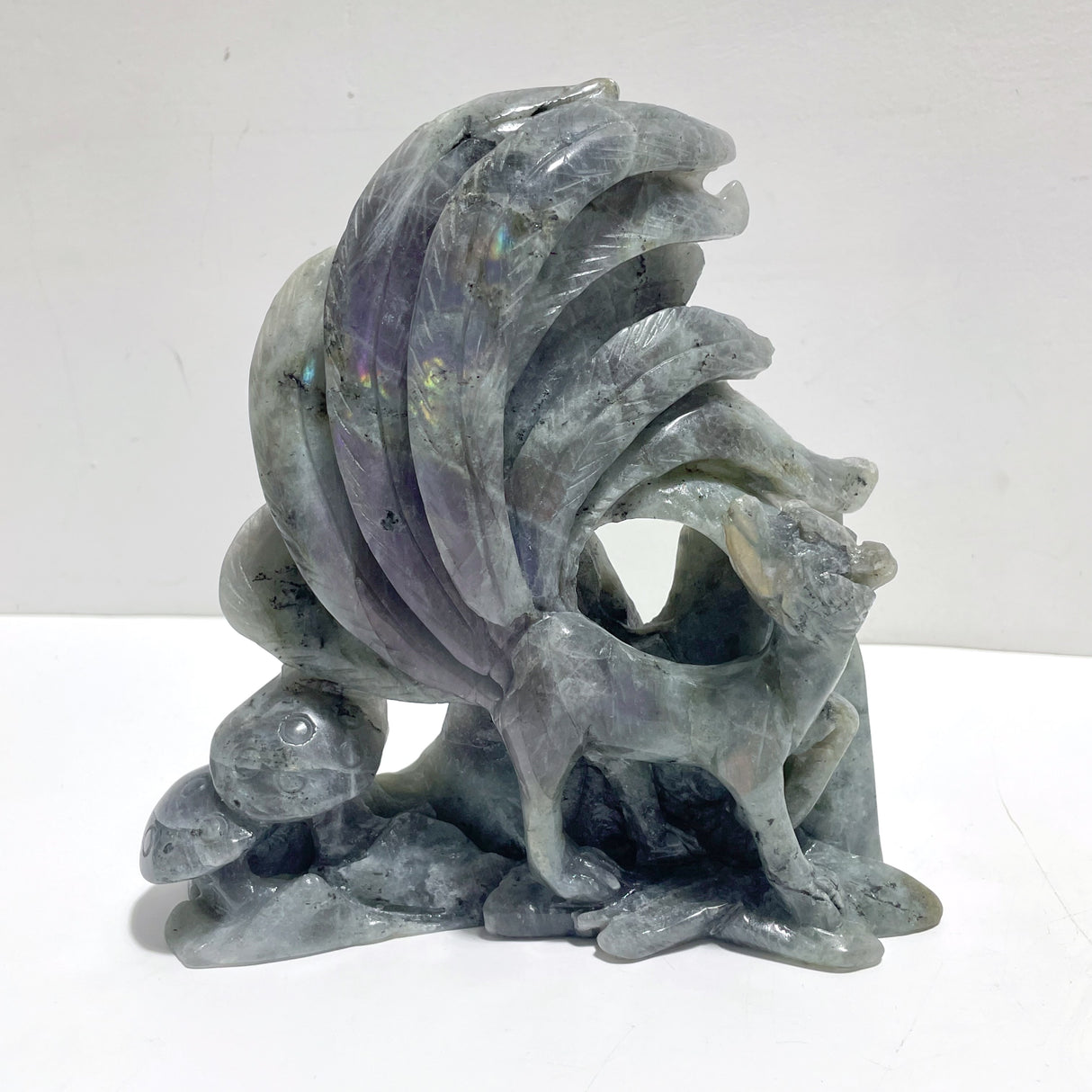 3 Pieces Labradorite Nine-tailed Fox Carving