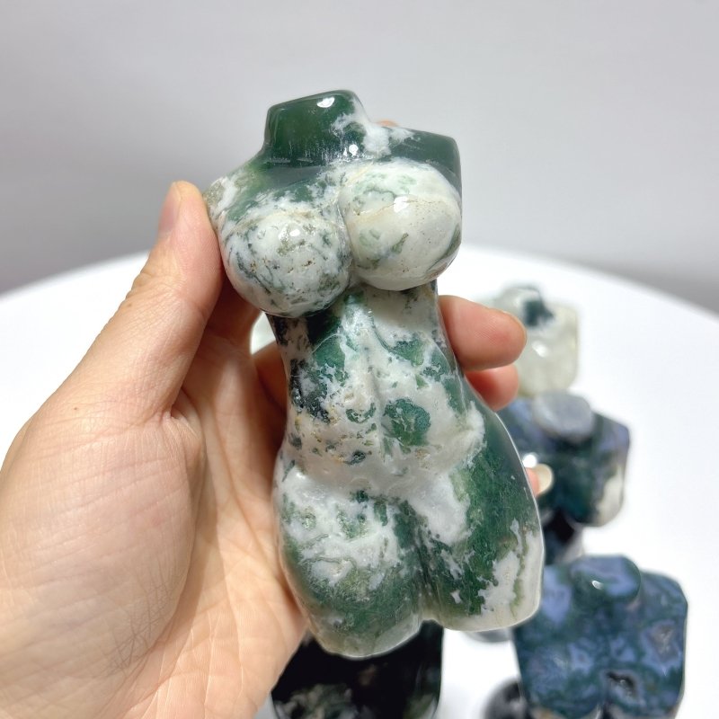 9 Pieces 4.5in Moss Agate Goddess Carving - Wholesale Crystals