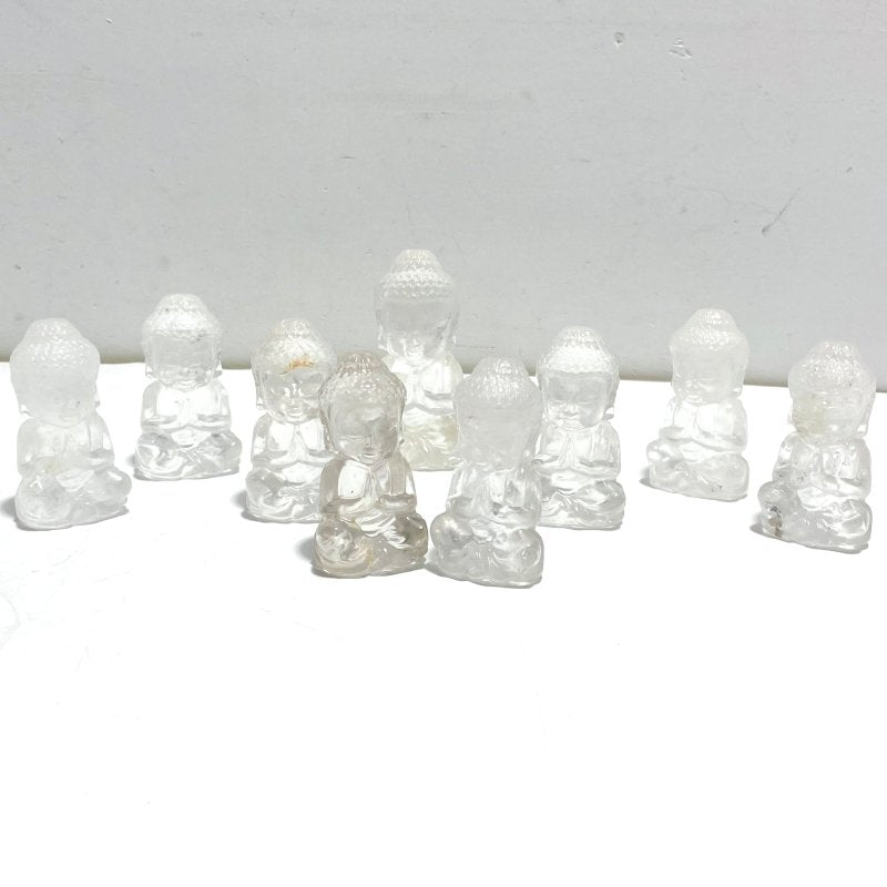 9 Pieces Beautiful Clear Quartz Buddha Carving - Wholesale Crystals