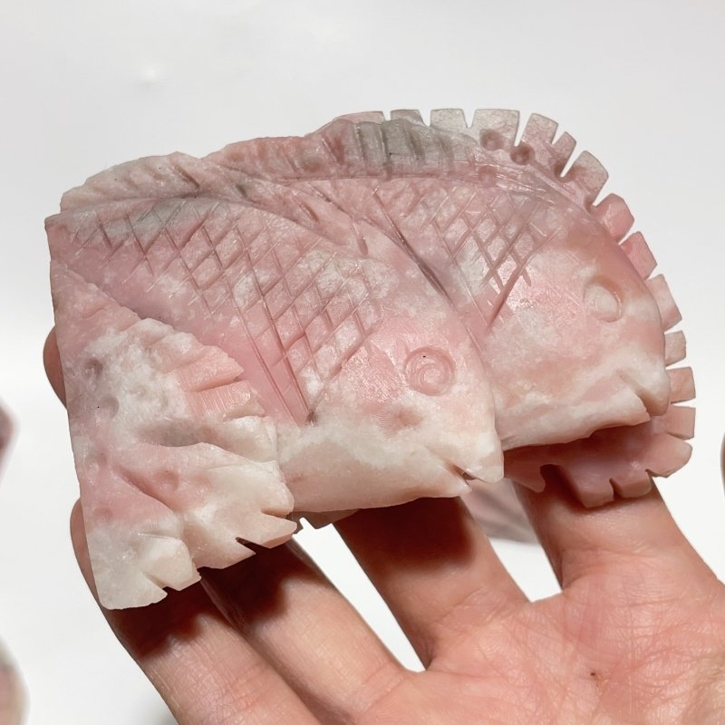 9 Pieces Beautiful Pink Opal Fish Carving - Wholesale Crystals