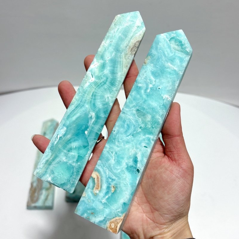 9 Pieces Blue Hemimorphite Four - Sided Tower - Wholesale Crystals