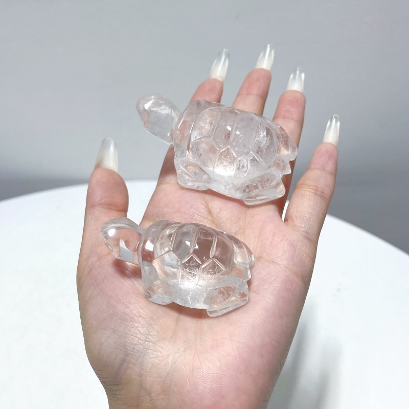 9 Pieces Clear Quartz Turtle Carving - Wholesale Crystals