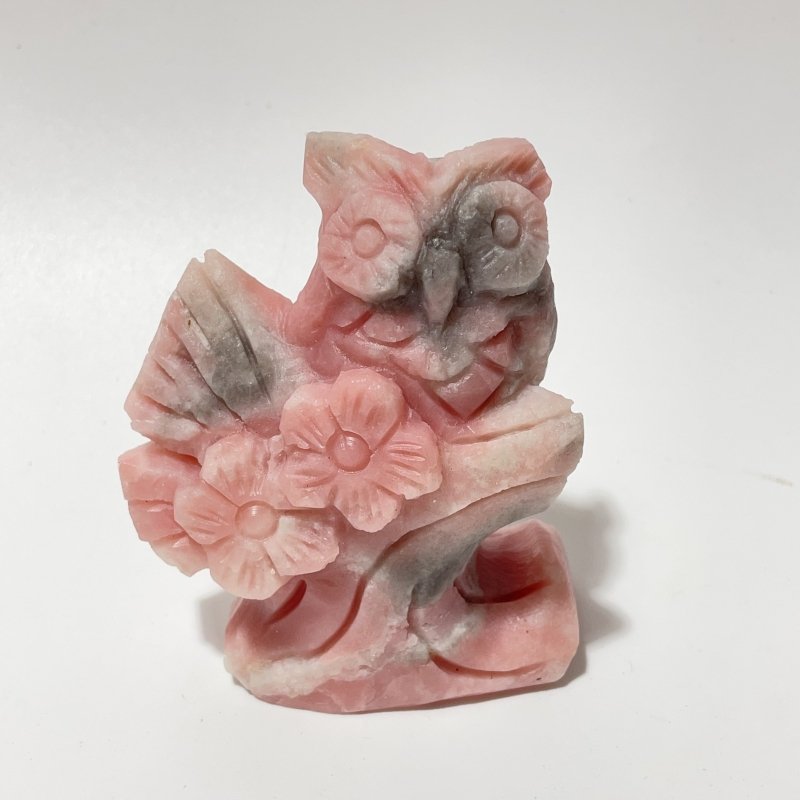 9 Pieces Cute Pink Opal Owl Carving - Wholesale Crystals