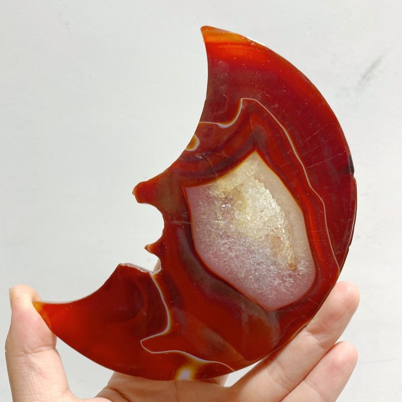 9 Pieces Large Carnelian Moon Face Carving Closeout -Wholesale Crystals