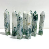 9 Pieces Large Druzy Moss Agate Point - Wholesale Crystals