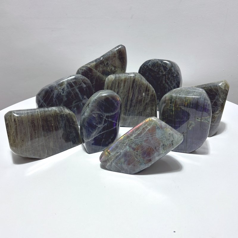 9 Pieces Large Purple Labradorite Free Form - Wholesale Crystals