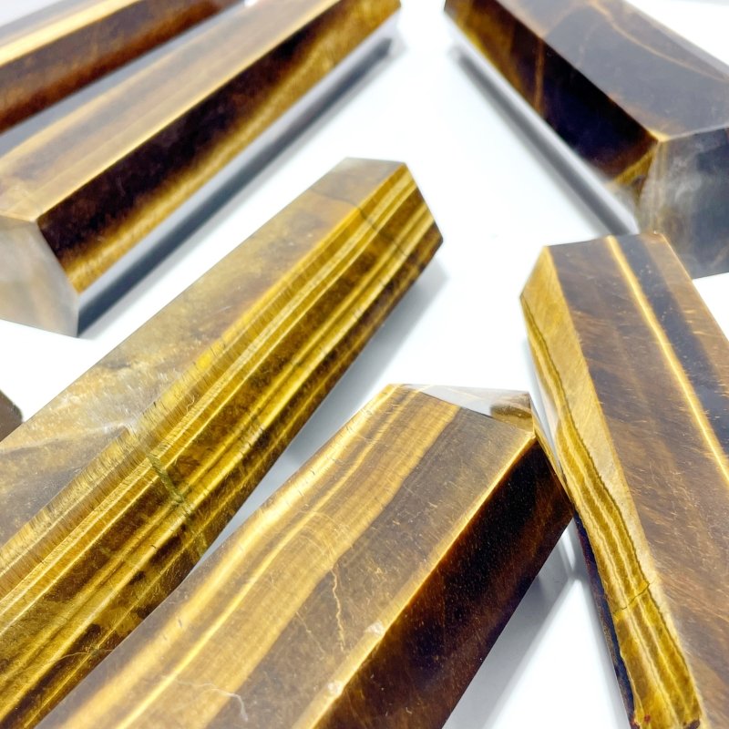 9 Pieces Large Tiger Eye Tower Points - Wholesale Crystals