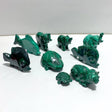 9 Pieces Malachite Mixed Animals Carving (With Crack) - Wholesale Crystals