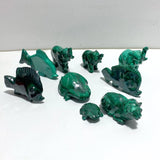 9 Pieces Malachite Mixed Animals Carving (With Crack) - Wholesale Crystals