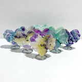 9 Pieces Rainbow Fluorite Heart With Stand - Wholesale Crystals