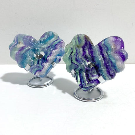 9 Pieces Rainbow Fluorite Heart With Stand - Wholesale Crystals