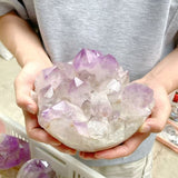 9 Pieces Raw Amethyst Cluster Polished Bottom Egg Shape (Sea Freight Only) -Wholesale Crystals